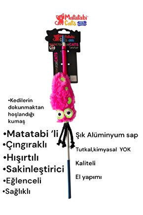 Matatabi Cats KALAMAR Alüminyum sap kedi oltası(Matatabi,çıngırak ve özel hışırtı içerir.özel kumaş)