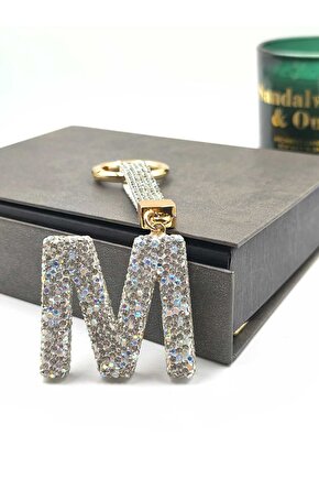 Zirkon Taşlı Charmlı Harf Anahtarlık