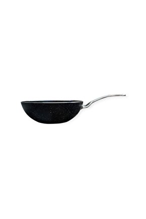28 Cm Döküm Granit Wok Tava Metal Saplı