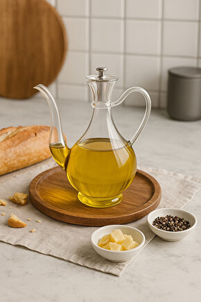 750 ml Cam Yağdanlık – Şeffaf Zeytinyağı ve Sıvı Yağ Şişesi, Cam Yağlık, Mutfak Sunum Kabı