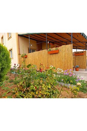 1m X 5m Hasır Kamış Çit Bambu Gölgelik Bahçe Dekor Misina Örgü Kamış Hasır Doğal