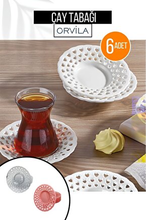 6Lı Çay Bardağı Altlığı Tabak Seti
