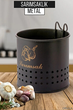 Metal Lüx Asılabilir Siyah Sarımsaklık Kovası | Çeyizlik