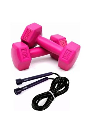 Dambıl 1 Kg X 2 Fuşya - Atlama Ipi Siyah