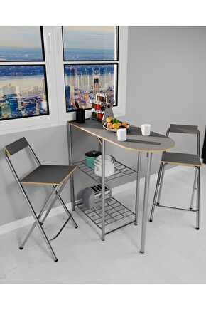 Mutfak Bar Masa Sandalye Takımı Katlanır Bar Sandalye 2 Kişilik Mutfak Masası