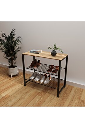 Geniş Metal Ayakkabılık Vestiyer 3 Katlı Ayakkabılık