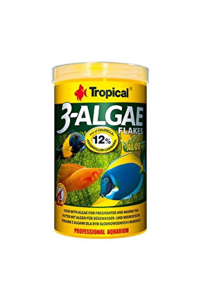 3-Algae Flakes Tatlı ve Tuzlu Su Balıkları için Alg İçeren Balık Yemi 250 Ml 50 Gr