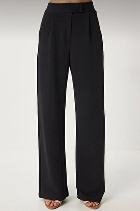 Kadın Yüksek Bel Likralı Palazzo Pantolon - Dökümlü Geniş Paça, Şık Ofis & Günlük Kombin Pantolon