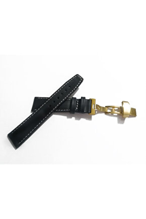 Her Saate Uygun Kelebek Toka 20 mm Hakiki Deri (239) SARI TOKA SİYAH