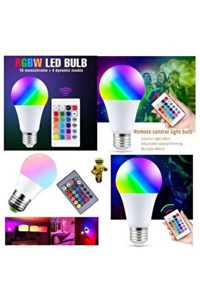 4 Adet Kumandalı, 20 Farklı Işık Renkli, Çakar Modlu Akıllı Led Ampul, Çok Kaliteli RGB E-27 Ampul