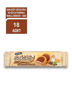 SAKLIKÖY Çikolatalı Kremalı Tam Buğdaylı Bisküvi - 100 gram - 18 Adet