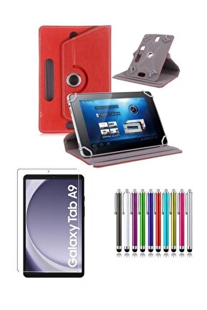 Samsung Galaxy Tab A9 SM-X110 8.7 Standlı Tablet Kılıfı + Kırılmaz Ekran Koruyucu+ Dokunmatik Kalem