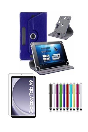 Samsung Galaxy Tab A9 SM-X110 8.7 Standlı Tablet Kılıfı + Kırılmaz Ekran Koruyucu+ Dokunmatik Kalem