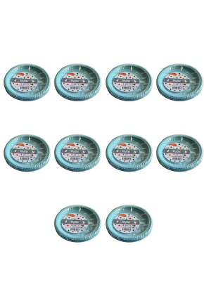 Kullan At Renkli Turkuaz Parti Davet Plastik Tabak - 22 Cm. - 25 Adetlik 10 Paket