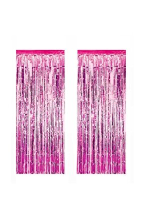 2 Adet Kapı Perdesi Kapı Banner Fon Süsü Metalize Pembe