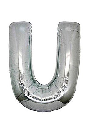 U Harf Silver Folyo Balon Harfli Helyum Balon 100 Cm Dev Boy