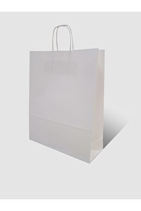 Beyaz Kraft Çanta 32x12x41 (50 Adet) (beyaz Kağıt Poşet)