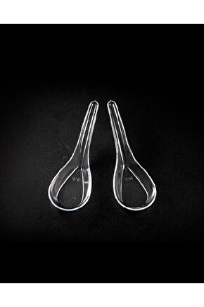 Plastik, Akrilik Çin Kaşığı 12cm - 50 Adet (1 Paket)