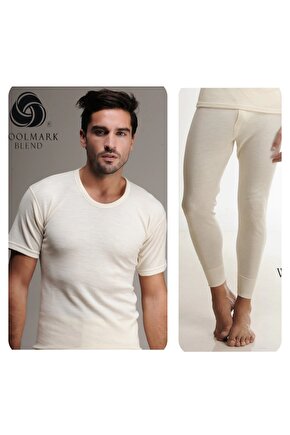 HasYün 2li Erkek Alt Ve Üstü Kısa Kol Termal Terletmeyen Yün İçlik Fanila