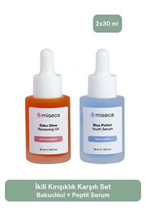 İkili Kırışıklık Karşıtı Serum Seti | Baku Glow Bakuchiol - Blue Potion Peptit