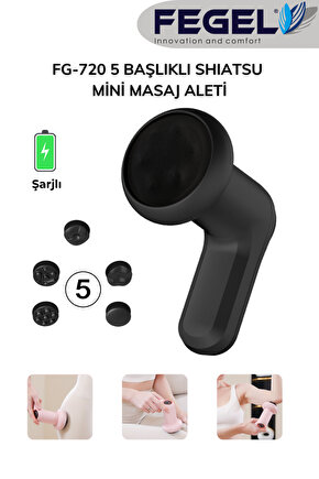 FG-720 Shiatsu 5 Başlıklı Masaj Aleti,6 Hız Kademeli, Yağ Yakımını Destekleyen Tüm Vücut Masaj