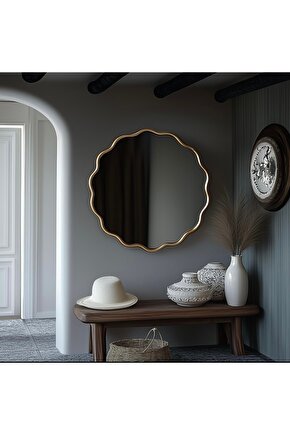 Yuvarlak Dalgalı Duvar Aynası  Konsol Aynası  Makyaj Aynası