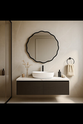 Yuvarlak Dalgalı Duvar Aynası  Konsol Aynası  Makyaj Aynası