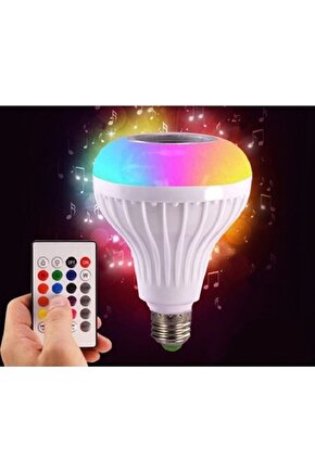 Bluetooth Hoparlörlü, RGB LED Işıklı Lamba, Uzaktan Kumandalı Müzik Çalar Ampul, Renkli Aydınlatma