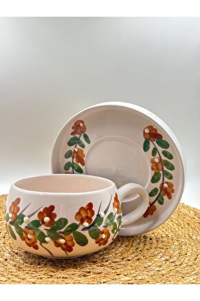 Seramik El Yapımı Altlıklı Kupa Fincan Seti