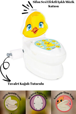 Sesli Işıklı Sifon Sesi Bebekler ve Çocuklar İçin Eğitici Tuvalet Eğitimi Klozet Hazneli Lazımlık