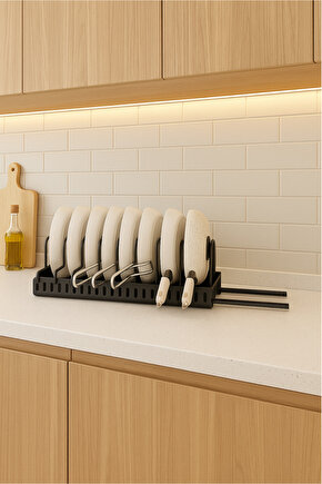 Raylı 8 Bölmeli Dolapiçi Tava Tencere Baharatlık Organizer Tezgah Üstü Altı Düzenleyici