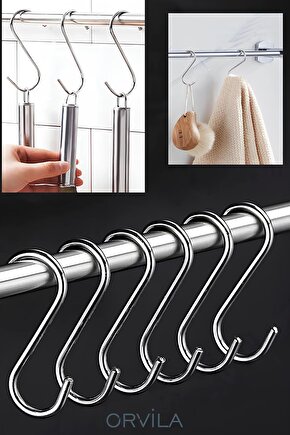 10 Adet Metal S Kanca - Mutfak Askısı Banyo Askısı Pano Askısı Çok Amaçlı Düzenleyici Askı