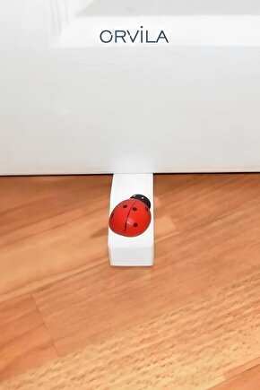 Beyaz Uğur Böcekli Kapı Altı Durdurma Stoperi