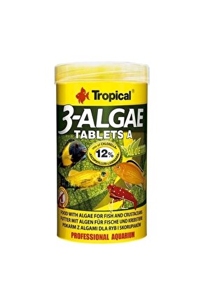 Tropical 3-Algae Tablet A Tatlı ve Tuzlu Su Balıkları için Yosunlu Yem 36 Gr 80 Adet