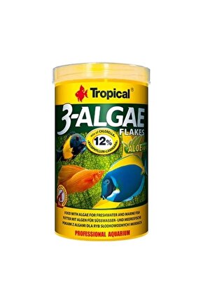 3-Algae Flakes Tatlı ve Tuzlu Su Balıkları için Alg İçeren Balık Yemi 250 Ml 50 Gr