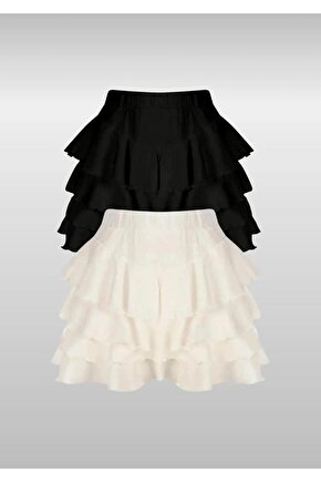 1 Siyah 1 Beyaz Mykonos Mini Etek
