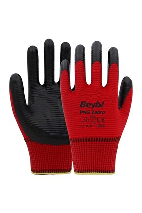 Kırmızı Polyester Örme Nitril Eldiven