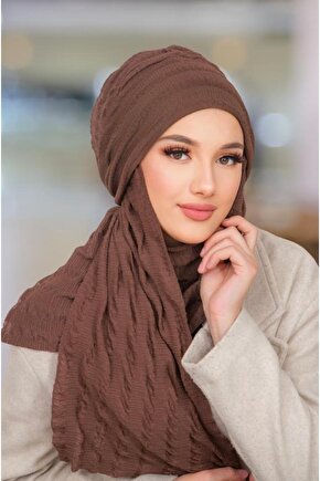 Kahve Kelebek Bone Şal