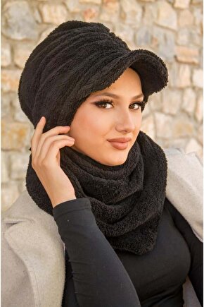 Siyah Kürk Şapka ve Etol Takım