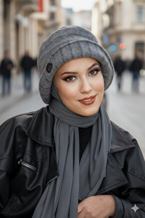 Füme Düğme Desen Bucket Şapka