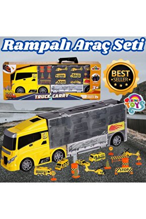 Rampalı İnşaat Tır Seti - İnşaat Taşıyıcı Tır - Kaydıraklı Kamyon - Araç Yol Seti - Tır Yol Seti - O