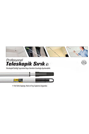 3 Metre, İki Kademeli Teleskopik Metal Saplı Sırık, Boya, Temizlik, Meyve Silkme İçin 3 Metre Sırık