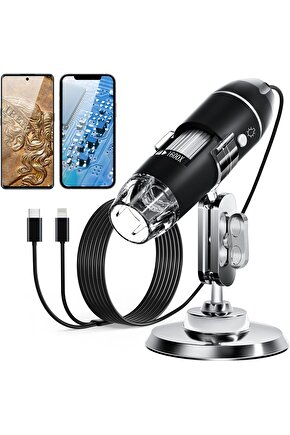 Dijital Mikroskop 1600X Zoom 8 LED Taşınabilir Saç ve Cilt Analiz Cihazı - IOS ve Android Uyumlu