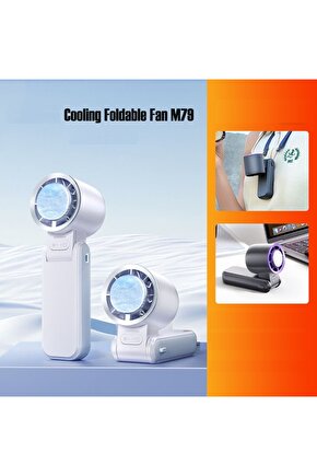 ŞARJLI EL FANI LED GÖSTERGELİ MİNİ KLİMA SERİNLETİCİ VANTİLATÖR BOYUN ASKI İPLİ KATLANABİLİR