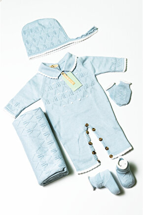 Yeni Doğan 5li Örme Triko Tulum Set