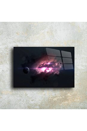 Pembe Mor Galaksi Duvar Tablosu