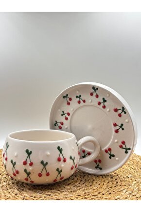 Seramik El Yapımı Altlıklı Kupa Fincan Seti