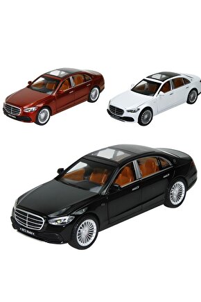 Kutulu Koleksiyonluk Çek Bırak 1:22 Sesli ve Işıklı Oyuncak Metal Mercedes S Class Araba Hediyelik