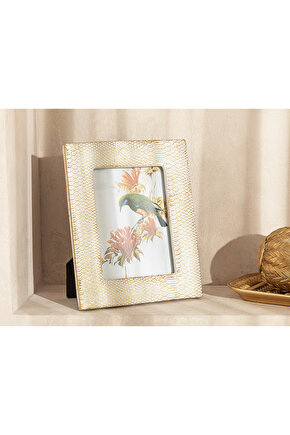 Leather Polyresin Çerçeve 13x18 Cm Gold