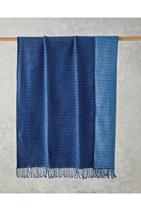 Plain Waffle Pamuklu Tv Battaniyesi Lacivert- Mavi